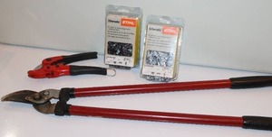 lot 51 image: GarageShopLawn & GardenSTIHL Oilomatic Chainsaw 16-Inch Chain 26 RSC 66 Rapid Super Gauge .063, Bypass Tree Pruner Lopper and Snips