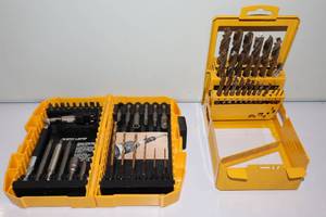 lot 54 image: Garage Shop Tools DeWalt 30 Piece Rapid Load Drill & Screwdriver Kit in Tough Case, DeWalt Drill Bit Set in Metal Case