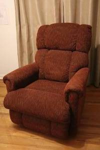 lot 104 image: Lazy-Boy Rocker Recliner wBrick Red Toned Quality Fabric