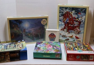 lot 91 image: Assorted Jigsaw Puzzles 1000pc, 750pc Etc