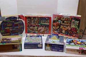 lot 99 image: Collection of 500 & 1000 Piece Jigsaw Puzzles