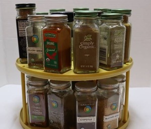 lot 197 image: Spice Carousal Rack with Reusable Spice Jars...