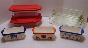 lot 150 image: Kitchen EssentialsPyrex Covered Casseroles, CeramicGlass Loaf Pans