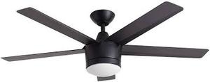 lot 12 image: Home Decorators Collection Merwry 52 in. Integrated LED Indoor Matte Black Ceiling Fan with Light Kit and Remote Control  Customer Returns See Pictures