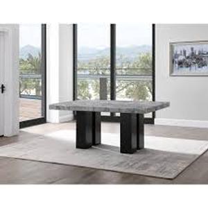 lot 32 image: Steve Silver Camila Gray Marble 70 in. Double Pedestal Dining Table ONLY Customer Returns See Pictures
