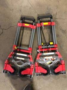 lot 11 image: Lot of Milwaukee 150 lbs. Convertible Fold-Up Steel Hand Truck with One 60 in. Bungee Cord Customer Returns See Pictures