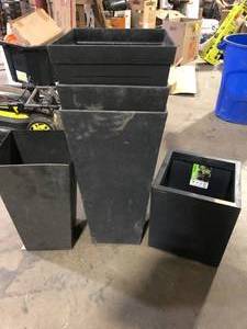 lot 19 image: Lot of Tierra Verde 14 in. x 27.5 in. Slate Rubber Self Watering Planter   Customer Returns See Pictures
