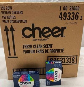 MSRP $300  1 Case (156-1.5oz boxesloads) NEW Cheer Stay Colorful Load Ultra Laundry Detergent Coin Vending Style Boxes&nbsp- Fresh Clean Scent