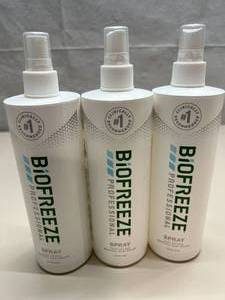 Lot of 3 NEW 10oz Biofreeze Fast Acting Menthol Pain Relief Professional Sprays