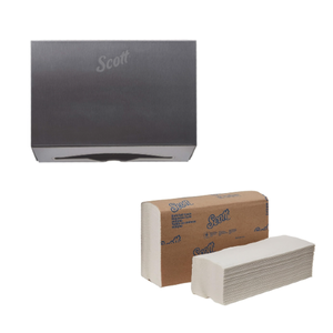 1 NEW In Box Scott 09216 SCOTTFOLD Folded Hand Towel Dispenser &nbsp1 Case (16 packs of 250 towels) NEW Scott 01840 9.2 x 9.4 Multi-Fold Paper Towels with Absorbency Pockets - White