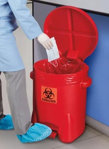 MSRP $130 NEW Open Box Eagle&nbspBiohazard Step-On Waste Can - 14 Gallon -&nbspHeavy-wall HDPE construction wont rust or  dent and is resistant to most chemical compounds  for increased durability -NEW Liners Included
