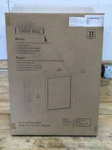 lot 41 image: allen  roth Crest Hill 22-in x 30-in Framed Bathroom Vanity Mirror (White)