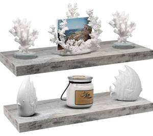 lot 93 image: Sorbus Floating Shelves, Wall Shelves for Bedroom, Kitchen, Living Room, Bathroom Shelves Over The Toilet, Home Decor, Farmhouse, 24 x 9 Inch Wall Mounted Floating Shelves for Wall, 2 Pack Rustic Grey