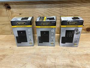 lot 115 image: DEFIANT Lot of 3- Square Matte Black Compact Touch Electronic Single Cylinder Deadbolts