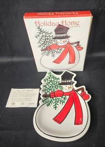 lot 36 image: Fitz and Floyd Holiday Home Snowman Canape Plate - In Orig Box