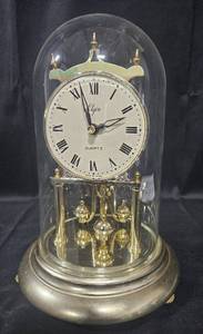 lot 74 image: Elgin Quartz Mantel Clock Under Glass Dome