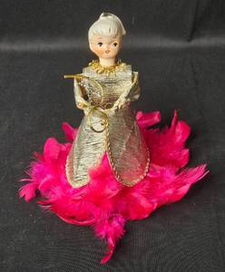 lot 78 image: Vintage Handmade Lady Ornament with Feather Skirt