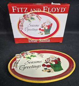 lot 93 image: Fitz and Floyd Dear Santa Seasons Greetings Sentiment Tray - In Orig Box
