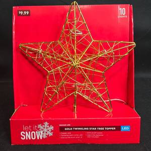lot 54 image: Gold Twinkling Star Tree Topper with 110 LED Lights for Indoor Use