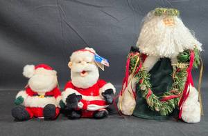 lot 57 image: Collection of 3 Plush Santa Claus Figures