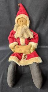 lot 149 image: Vintage Seasonal Decor Santa Holding Ho Ho Ho Pillow