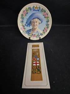 lot 62 image: Commemorative Plate for Queen Elizabeths 100th Birthday with Decorative Bookmark