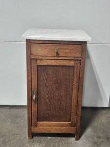 lot 160 image: Vintage Jelly CupboardEnd Table with Marble Top