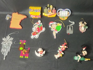 lot 132 image: Collection of Vintage Christmas Ornaments Featuring Betty Boop and Holiday Themes