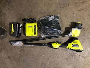 RYOBI 40-Volt HP Brushless Whisper Series  Trimmer  Batteries Chargers Customer Returns See Pictures