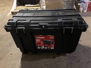 Husky 23 in. 50 Gal. Black Rolling Toolbox with Keyed Lock and Portable Hand Tool Tray Customer Returns See Pictures
