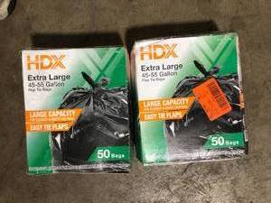 Lot of HDX 50 Gallon Black Extra Large Trash Bags with 20% PCR (50-Count)   Customer Returns See Pictures