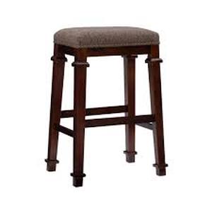 Linon Home Decor Nelson 31 in. Brown Backless Wood Bar Stool with Tweed Fabric Seat  Customer Returns See Pictures