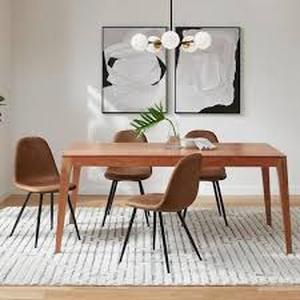 StyleWell Adenmore Brown Faux Leather Upholstered Dining Chair with Black Metal Legs (Set of 4)  Customer Returns See Pictures