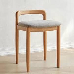 Harper & Bright Designs 16.5 in. Natural 100% Solid Beech Wood Low Back Make-up Stool with Upholstered Seat   Customer Returns See Pictures