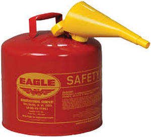 Eagle 5 Gallon Type Red Safety Gas Can for Gasoline with Flame Arrester, Self-Closing Lid and F-15 Funnel, Made in the USA Galvanized Steel Flammable Storage Can UI50FS   Customer Returns See Pictures