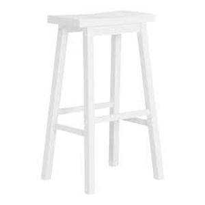 Lot of StyleWell White Wood Backless Saddle Bar Stool (1 piece)  Customer Returns See Pictures