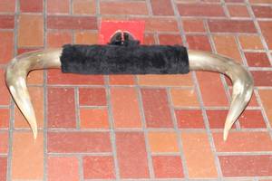 lot 10 image: Traditional Decorative Hand-Held Horn with Black Fur Wrap