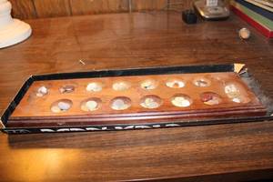 lot 42 image: Vintage Mancala Game Set with Colorful Stones