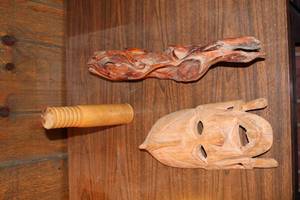 lot 45 image: Collection of Three Hand-Carved Wooden Artifacts