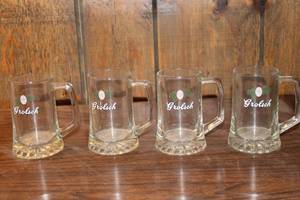 lot 50 image: Set of 4 Grolsch Glass Beer Mugs - 6.5 Inch Height