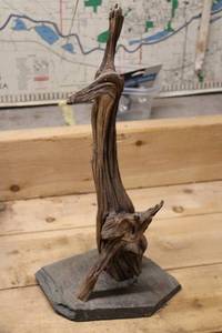 lot 68 image: Unique Driftwood Sculpture on Slate Base - 18 inches Tall