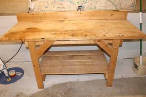 lot 72 image: Used Wooden Workbench with Shelves