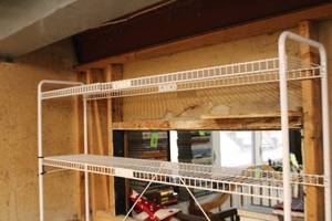 lot 77 image: White Wire Storage Shelving Unit - 64 Wide, 74 Tall