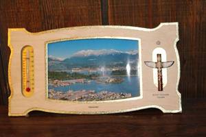 lot 96 image: Vintage Vancouver Thermometer Wall Decor with Totem Pole and Scenic View
