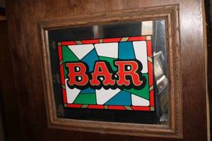lot A-107 image: Vintage Bar Sign with Stained Glass Design