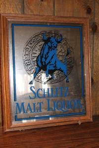 lot A-114 image: Framed Schlitz Malt Liquor Advertising Mirror Sign