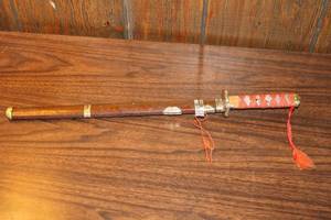 lot 126 image: Antique Asian Dagger with Decorative Handle and Scabbard