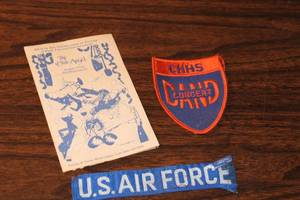 lot 127 image: Vintage U.S. Air Force Cloth Patch, CHHS Concert Band Patch, and Blue Angel Supper Club Menu