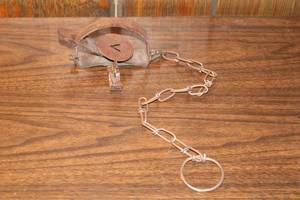 lot A-130 image: Vintage Bear Trap with Chain and Ring