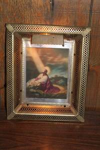 lot 134 image: Vintage Framed Religious Print with Built-In Light